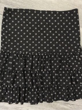black and white tiered midi skirt